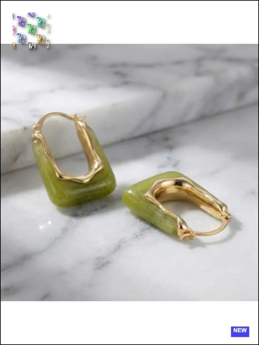 Chunky Resin Huggie Drop Earrings, Vintage Geometric Statement Jewelry for Party